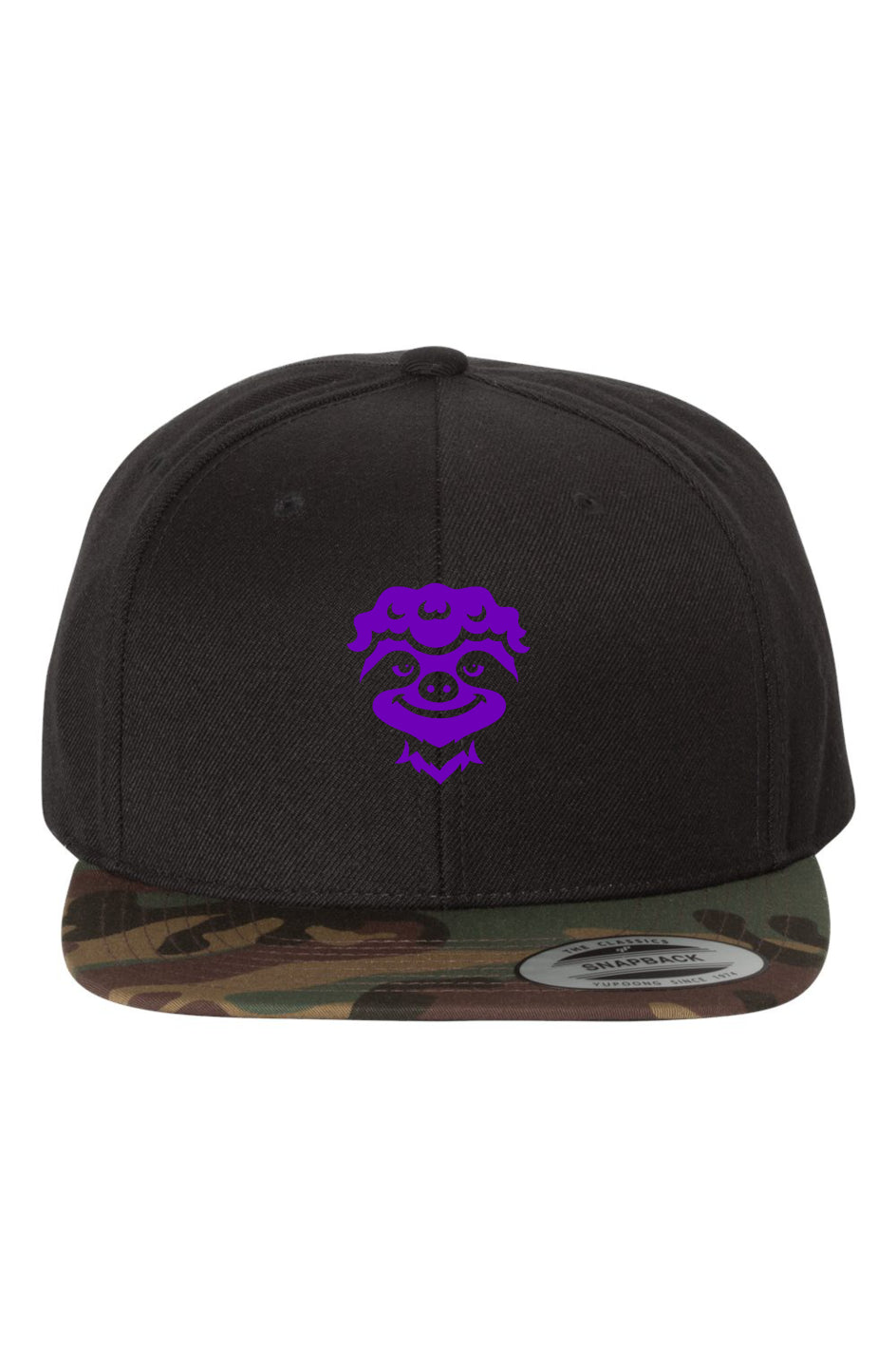Black Camo Premium Snapback-purple sloth