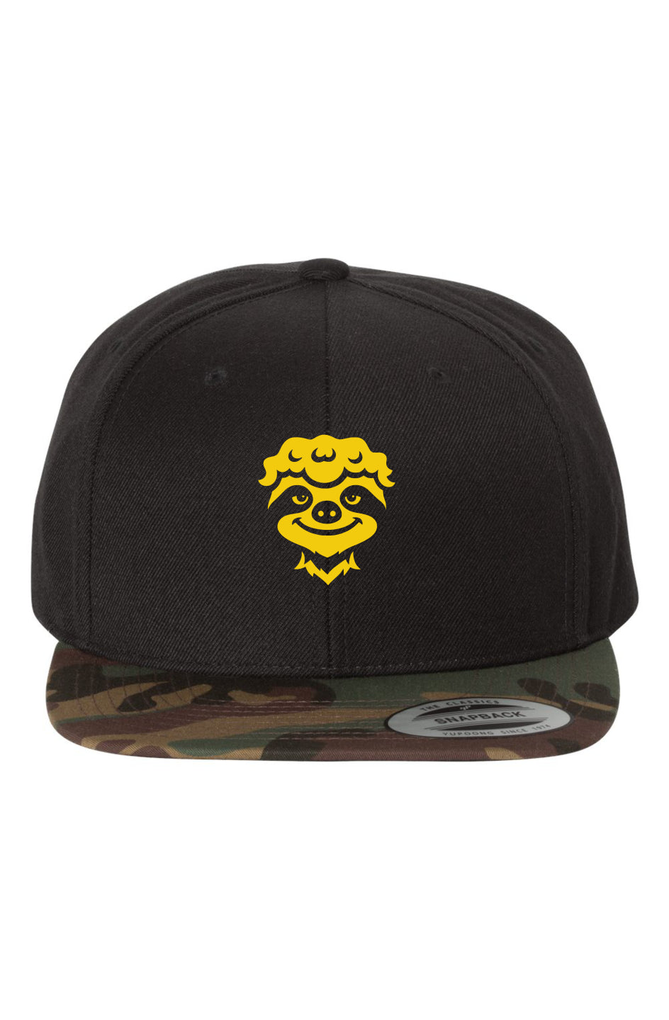 Black Camo Premium Snapback-Yellow Gold Sloth