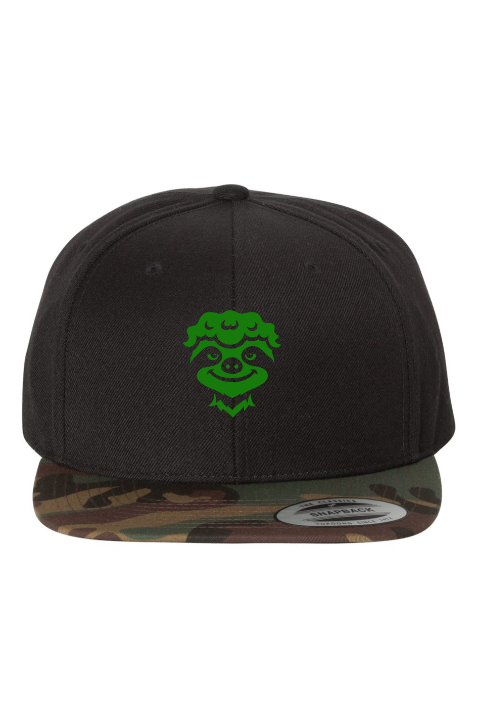 Black Camo Premium Snapback-Green Sloth