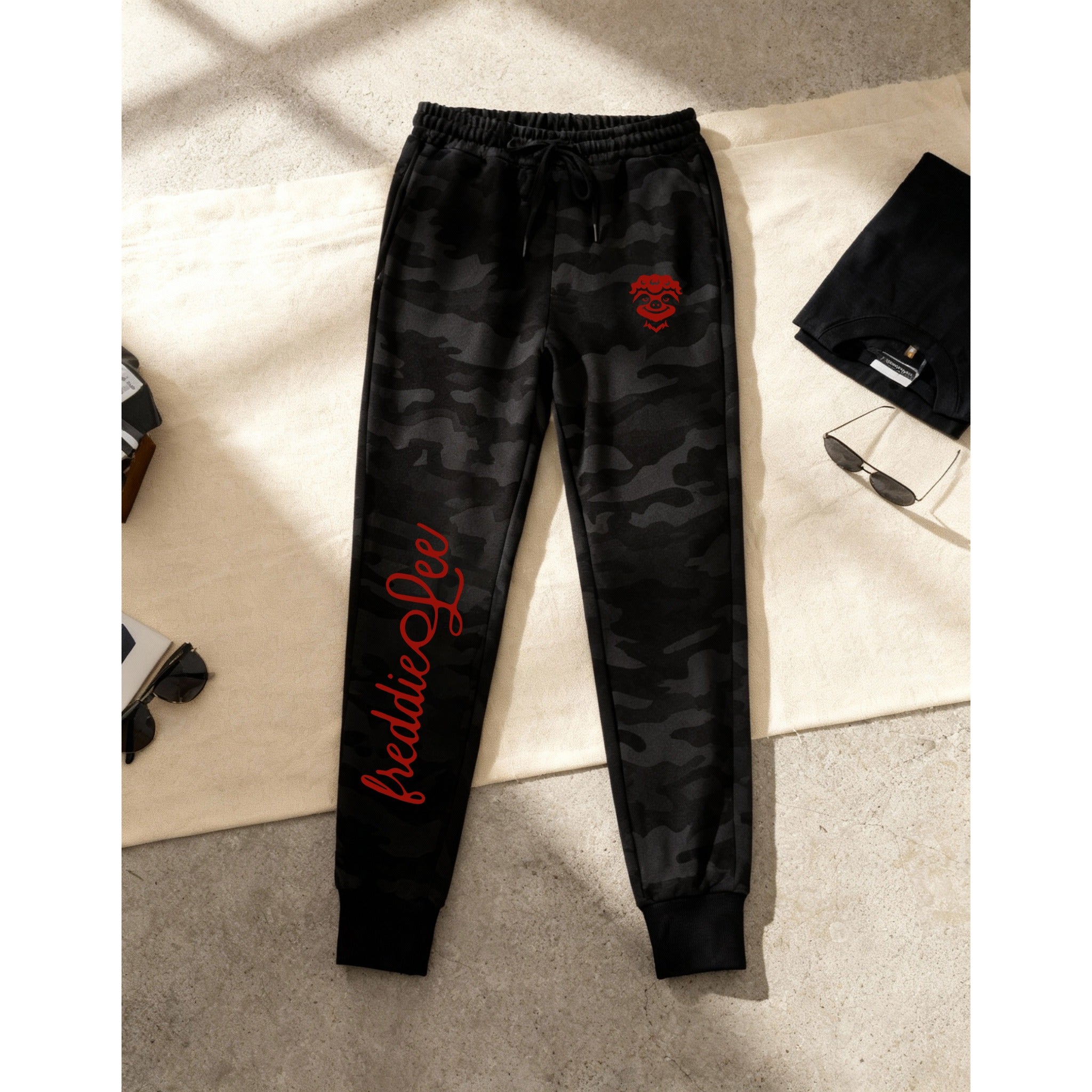 Woodland Blackout Joggers- Sloth Red